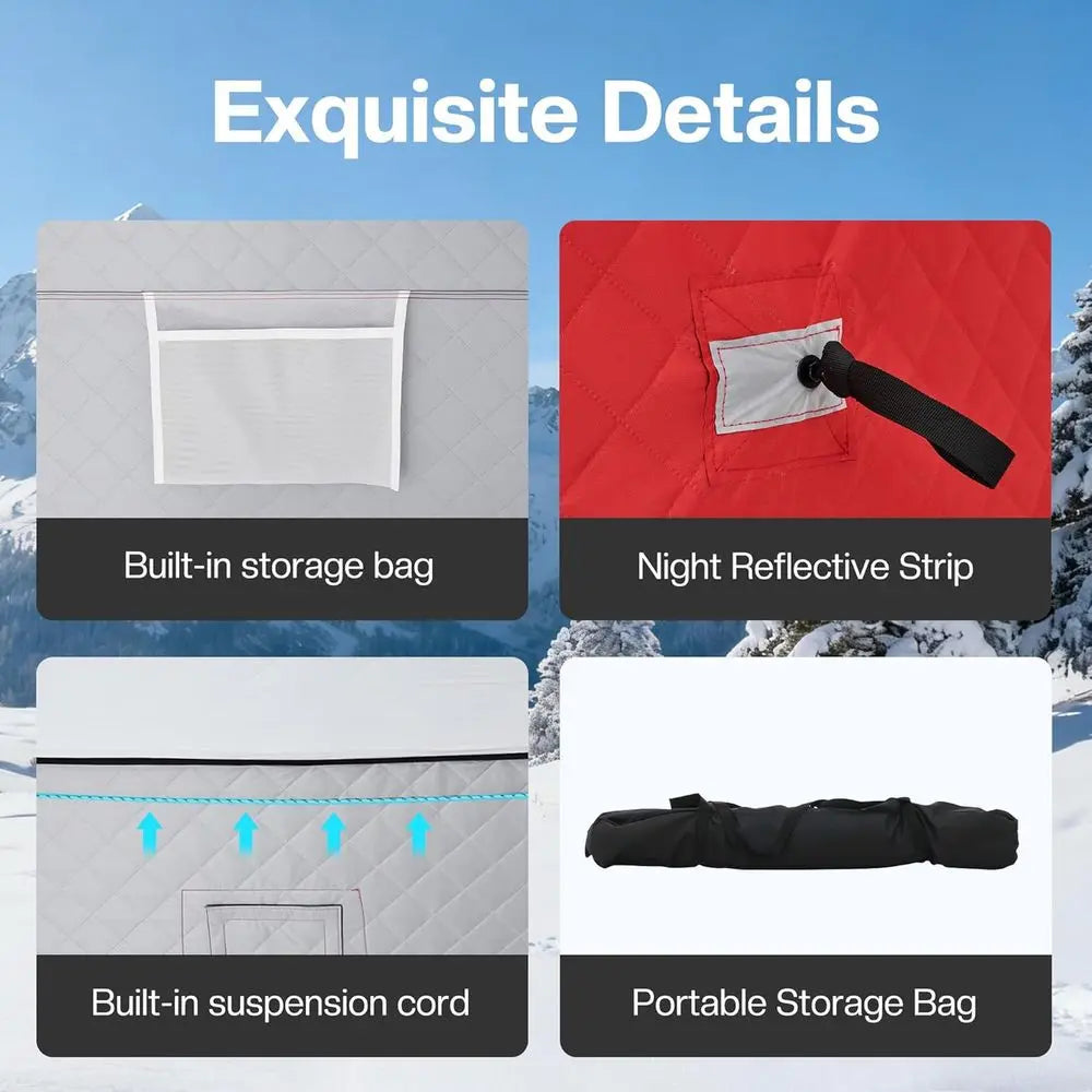 4-5 Person Insulated Ice Fishing Tent with 3-Layer Fabric, Waterproof Cover, Vent, Anchors, Ropes, and Carry Bag