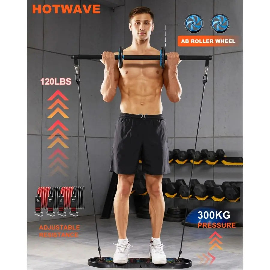 Portable Exercise Equipment with 16 Gym Accessories,20 in 1 Push Up Board Fitness,Resistance Bands with Ab Roller Wheel,at Home