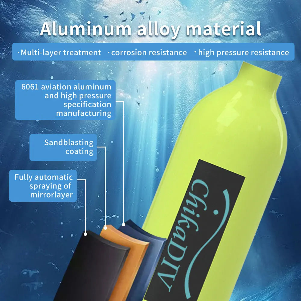 Portable Lung Tank Scuba Gear Set, Mini Diving Tank 1L Capacity with 3000 PSI