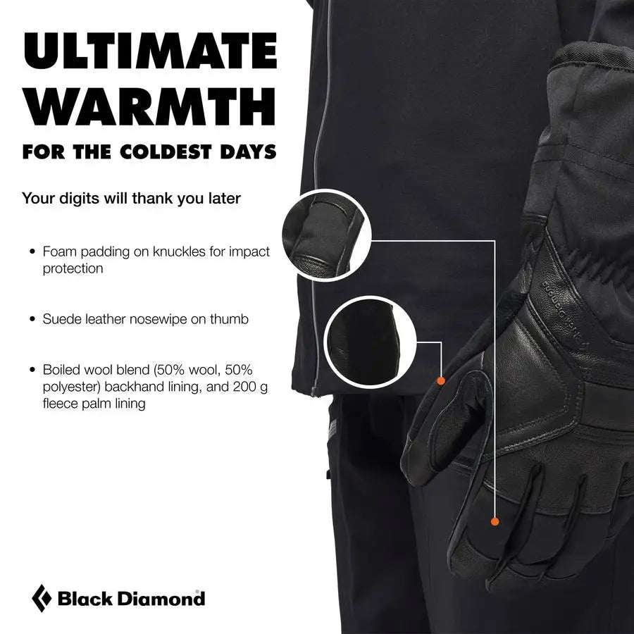 DIAMOND Guide Ski Snow Gloves Premium Leather Shell Waterproof amp Insulated Includes GoreTEX Insert, Plus Warm Technology amp G