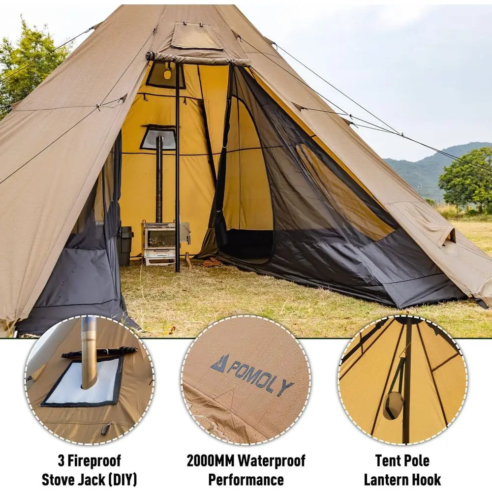 Camping Tents for 2-4 People: Portable Hot Tents with Stove Jacks for Hiking and Hunting
