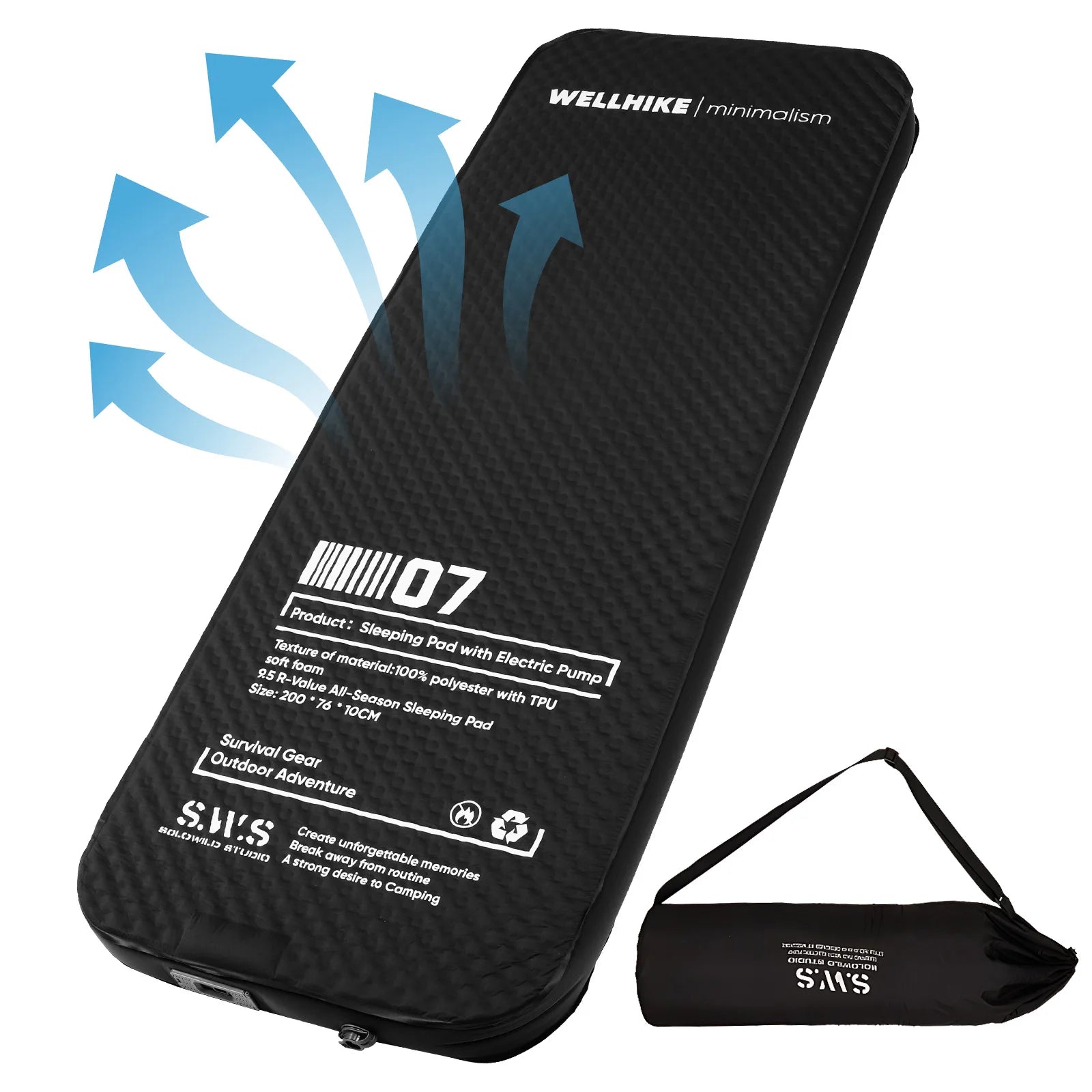 Single Inflatable Camping Mat with Pump Automatic Inflatable Mat Compact Camping Air Mattress for Backpacking Hiking Traveling