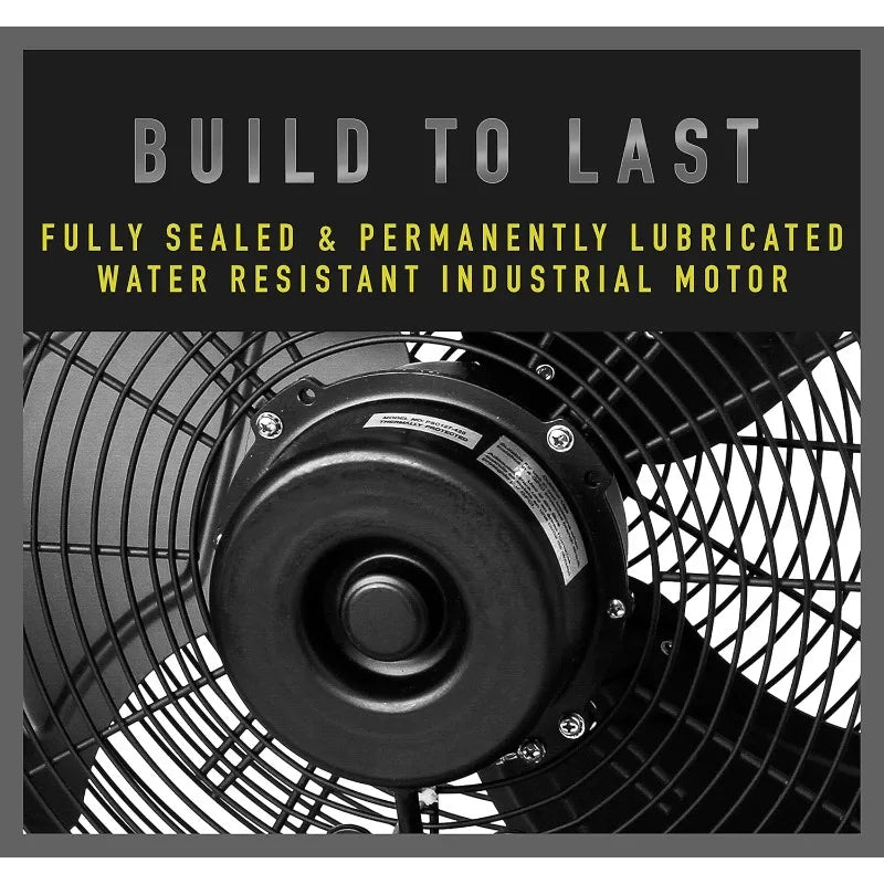 iLiving 18" Wall Mounted Fan- 6360 CFM,3-Speed,Weatherproof Outdoor Fan for Garage,Patio,Workshop,Greenhouse,Mist Kit Compatible