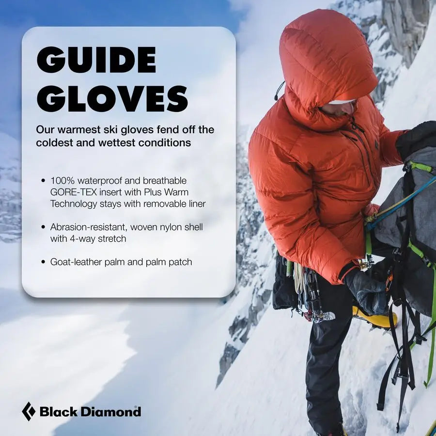 DIAMOND Guide Ski Snow Gloves Premium Leather Shell Waterproof amp Insulated Includes GoreTEX Insert, Plus Warm Technology amp G