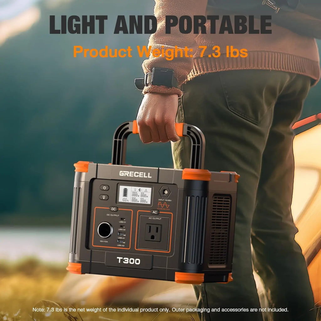300W Portable Power Station with 230Wh Solar Generator, USB-C PD 60W & Pure Sine Wave AC for Camping Travel Home Backup