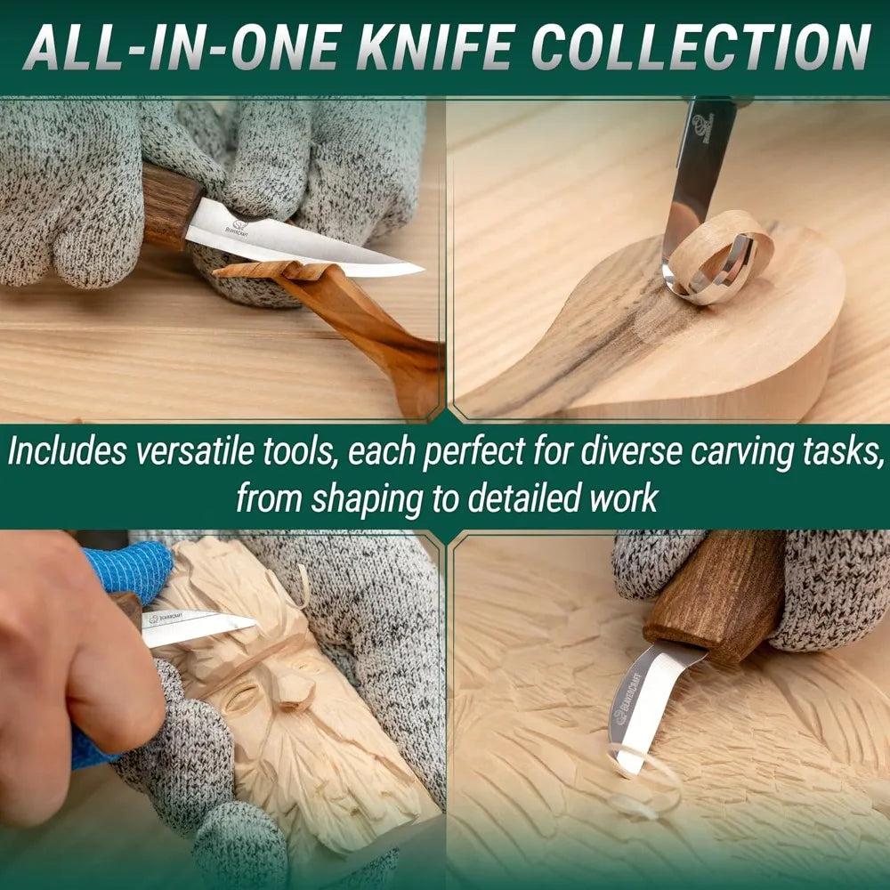 Deluxe Wood Carving Kit S18X Wood Carving Knife Set Spoon Carving Tools Set Whittling Knives Kit Woodworking Kit Wood