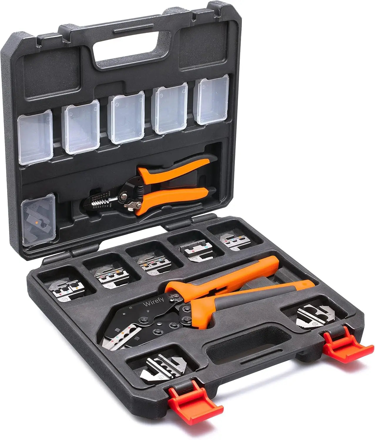 Wire Crimping Tool Kit | Crimpers & 9 Slide in Dies | Ratcheting Wire Crimper Tool | Terminal Crimp Pliers | for Heat Shrink