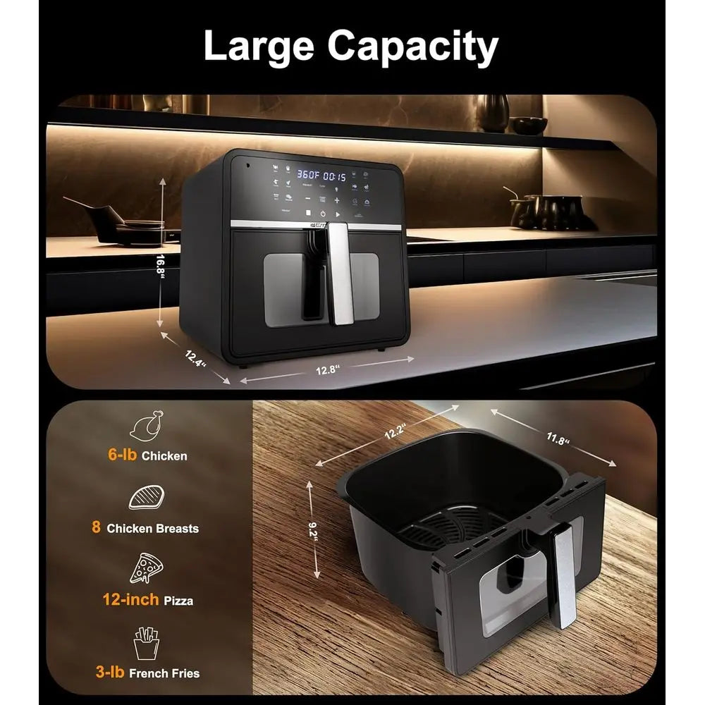 6-in-1 Voice Control Air Fryer Oven, 1000+ Commands, 100+ Foods, No App, No Setup, Nonstick Basket, 1700W