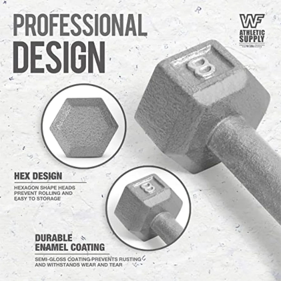 5-25 Lb Cast Iron Dumbbells Set with A Frame Storage Rack Solid Gray/Black Hexagon Free Weights for Weight Lifting Strength Tra