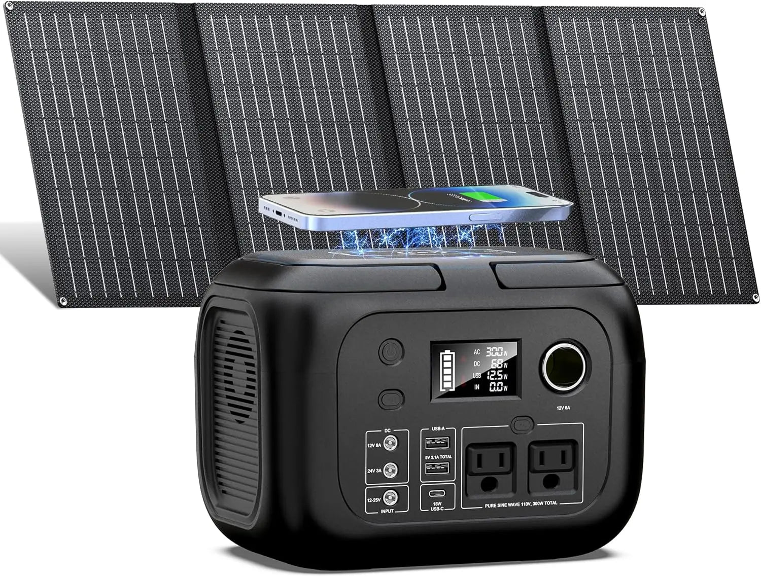 300W Portable Solar Generator with 40W Panel, 260Wh Power Station for Camping, Outdoor & Home Backup