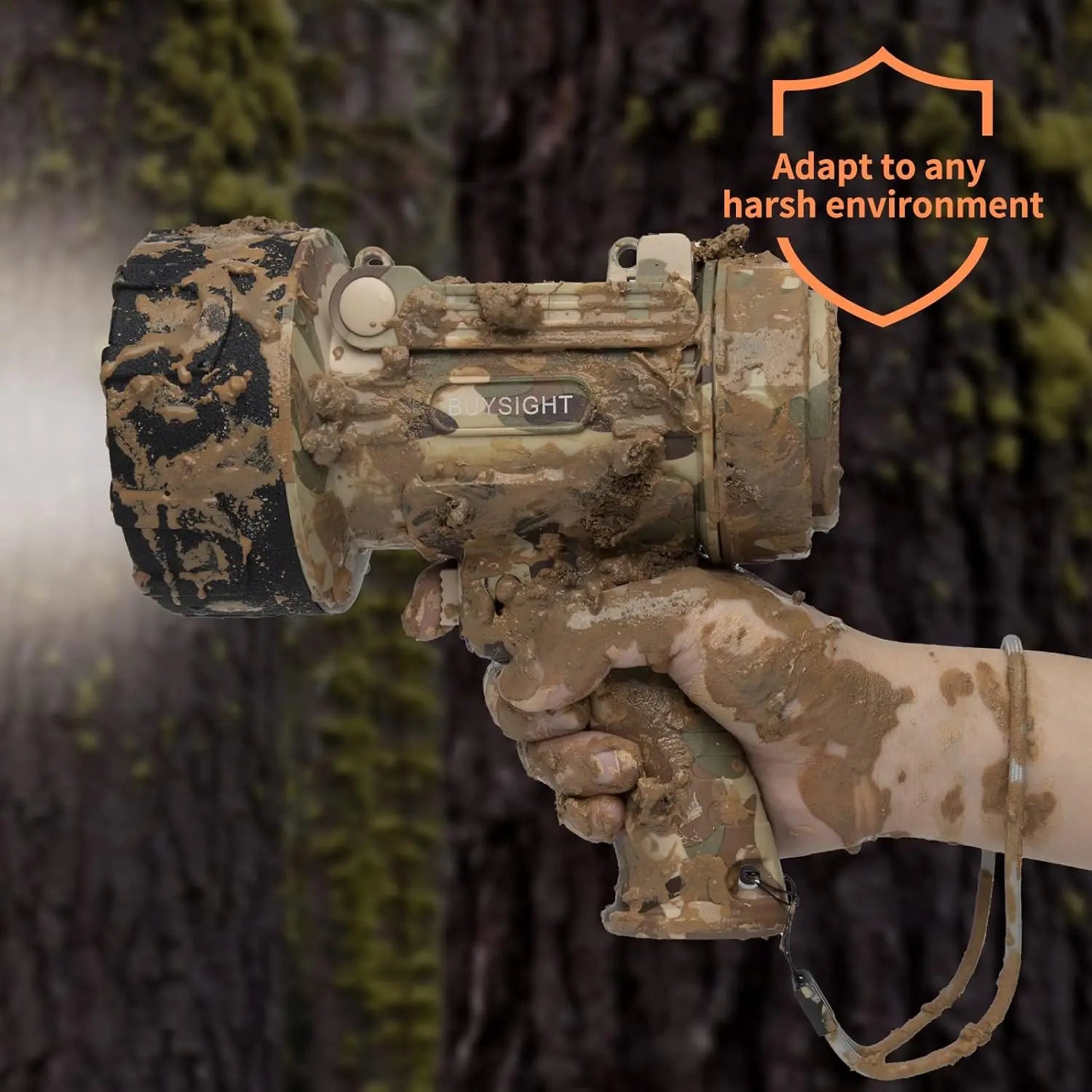 Rechargeable 1000000 Lumen Spotlight Flashlight, IP67 Waterproof COB Handheld Camping Lantern with Red Filter - Camouflage Gray