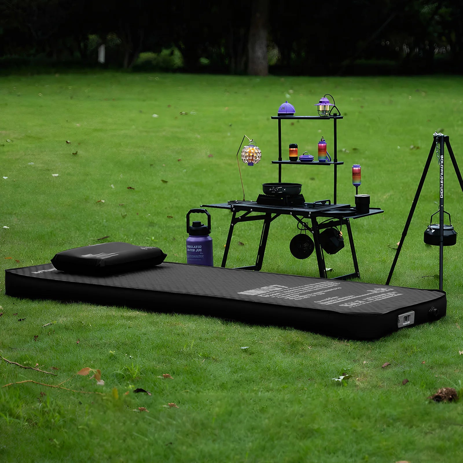 Single Inflatable Camping Mat with Pump Automatic Inflatable Mat Compact Camping Air Mattress for Backpacking Hiking Traveling