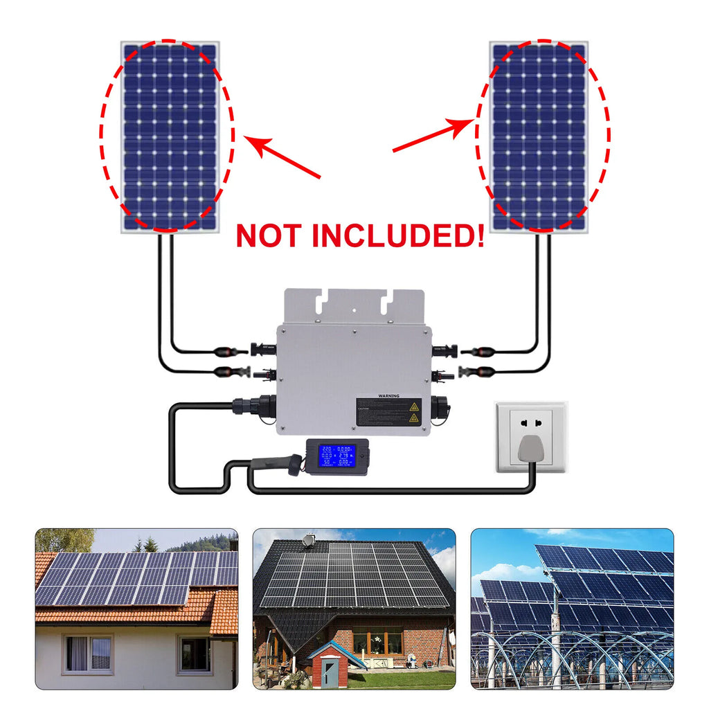700W Micro Inverter Grid Tie System for Residential Solar Panels 110V AC Output Aluminum Alloy IP65 with LCD Display