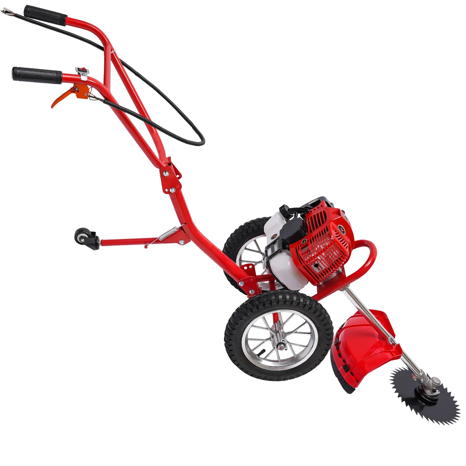 2-Stroke 49CC Gas Mower Grass Trimmer Brush Cutter Hand Push Weeding Machine Manual Weeding Machine+loosening Soil+mowing Grass
