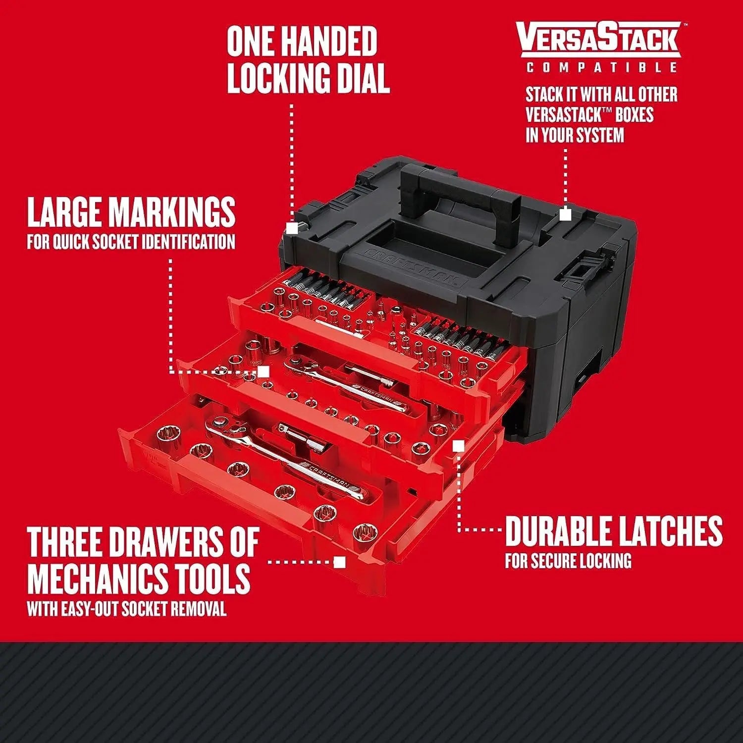 Mechanics Tool Set 230-Piece Hand Tool and Socket Set with 3-Drawer Tool Box (CMMT45305)