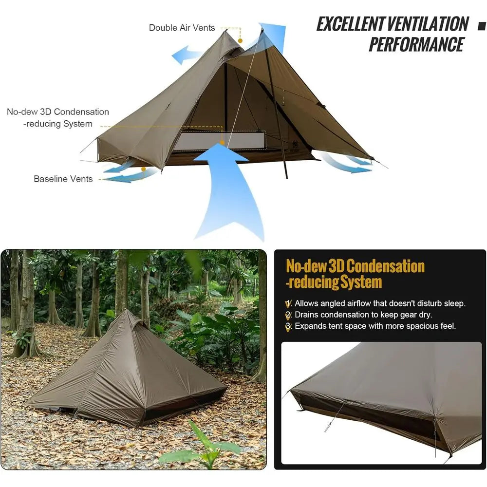 Ultralight 1-2 Person Waterproof 3-Season Tent for Camping, Hiking, Trekking, and Bushcraft