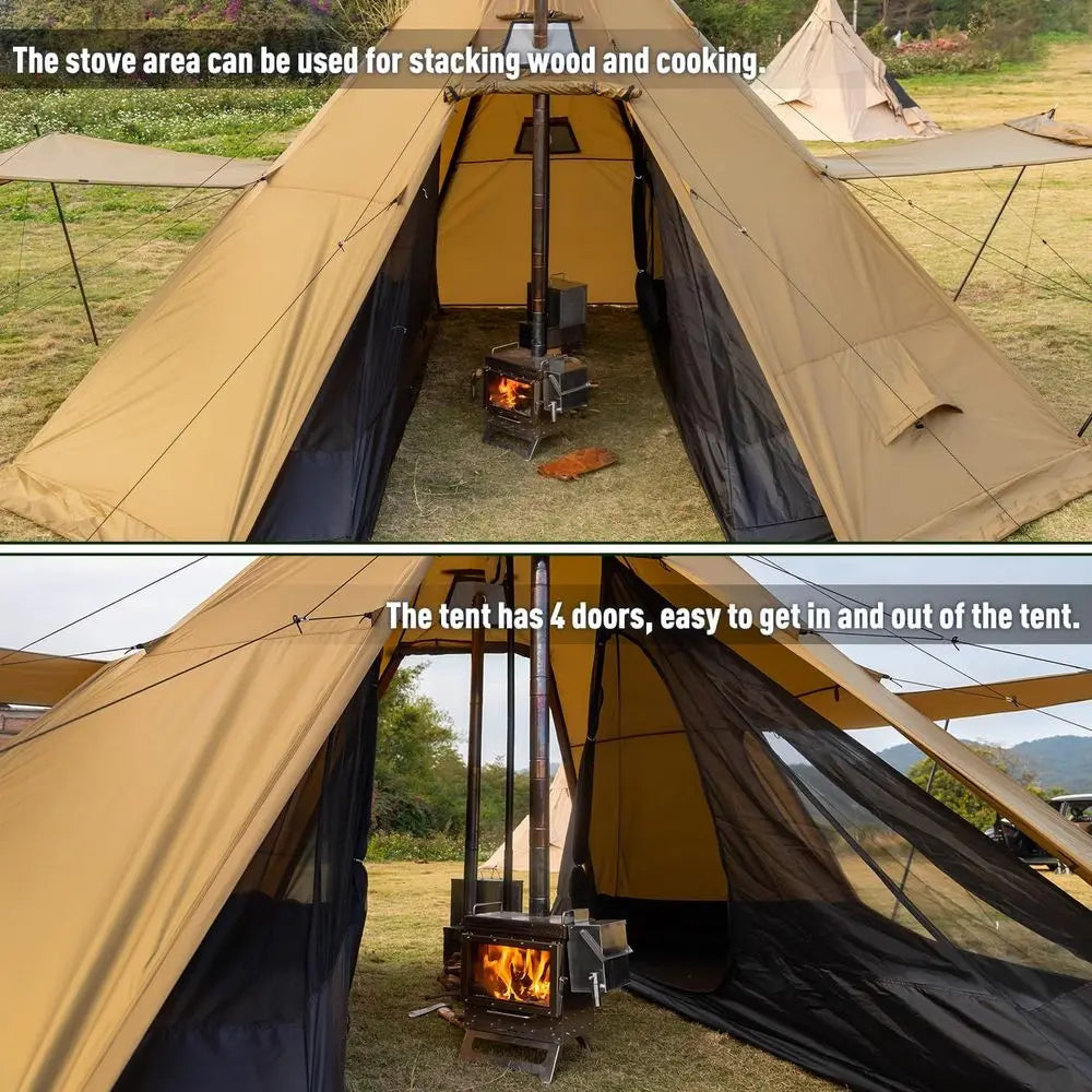 Camping Tents for 2-4 People: Portable Hot Tents with Stove Jacks for Hiking and Hunting