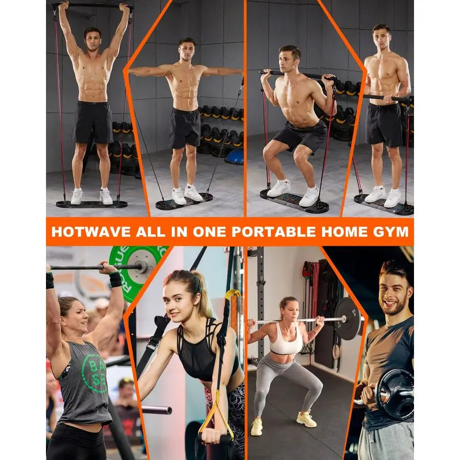 Portable Exercise Equipment with 16 Gym Accessories,20 in 1 Push Up Board Fitness,Resistance Bands with Ab Roller Wheel,at Home