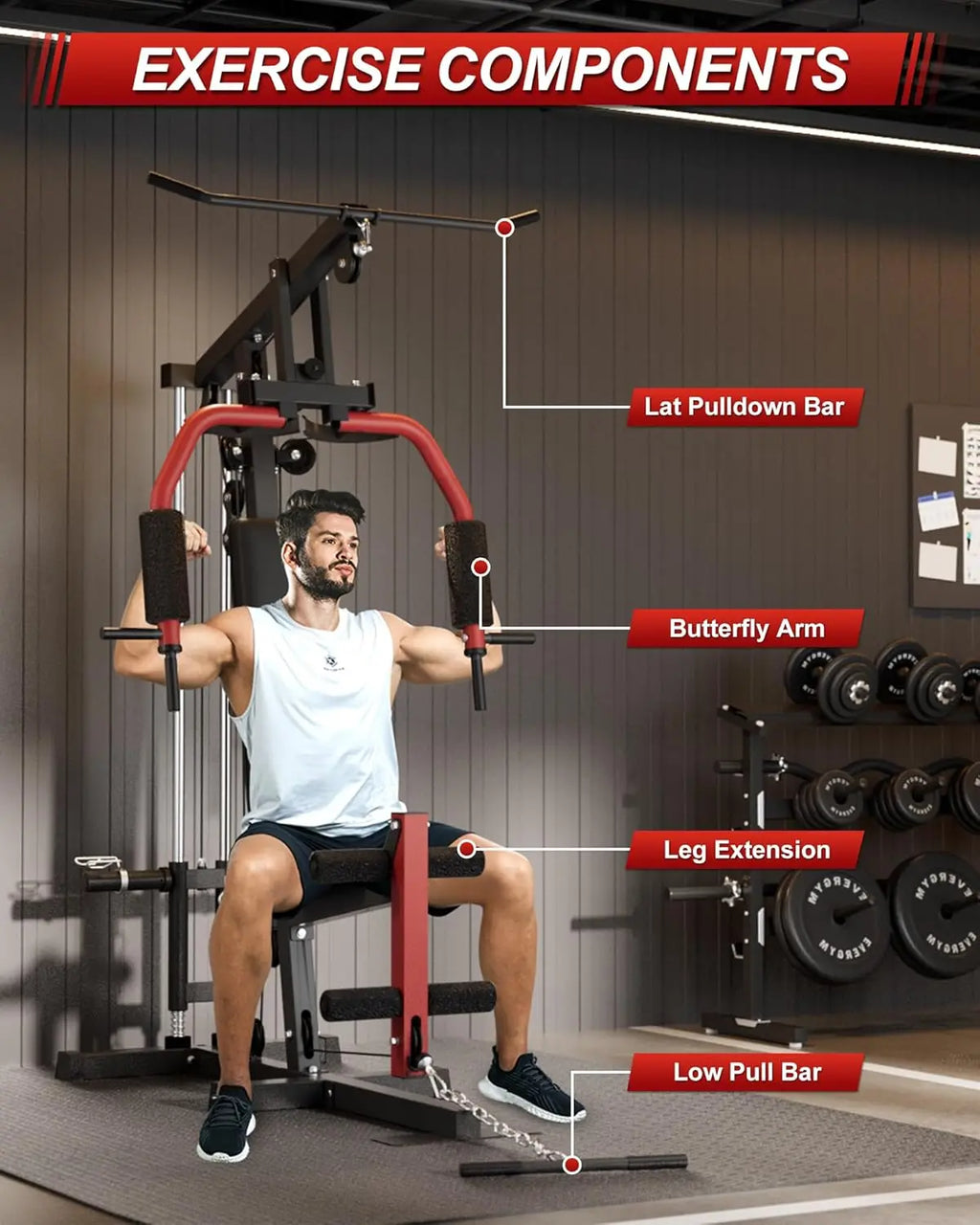 Home Gym Machine,Workout Equipment for Strength Training,Full Body,with Chest Press,LAT Pulldown,Leg Extension & Cable System