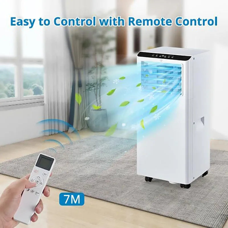 Efficient Cooling with Portable Air Conditioner 8000BTU - 24 Hour Timer, Quiet, Dehumidifier, Remote Control, Sleep Mode.