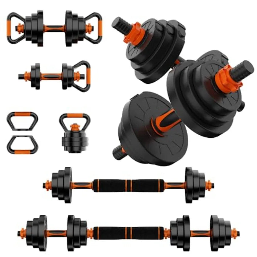 4-in-1 Adjustable Dumbbell Set 60LBS/70LBS/90LBS Free Weights Set with Connector Used as Barbell Kettlebells Push-Up Stand Weig