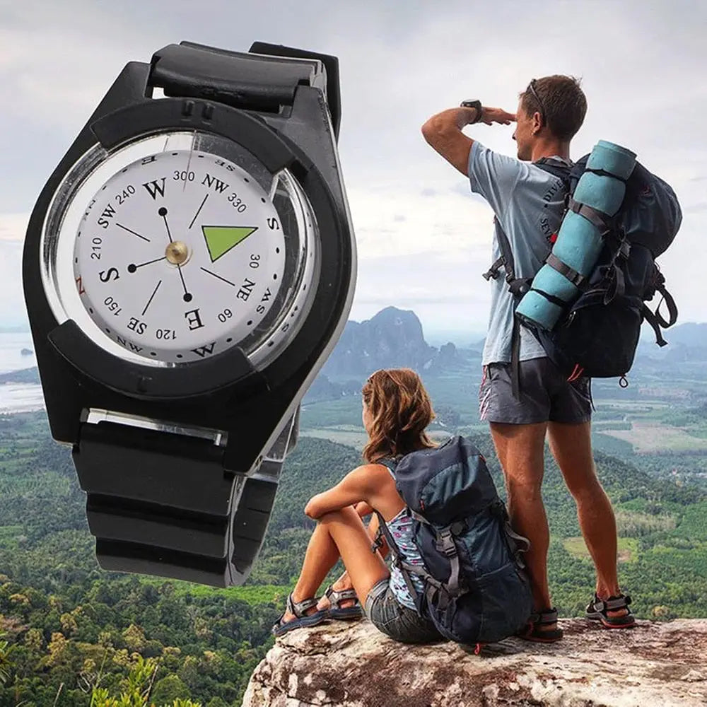 Compass Hiking, Tactical Wrist Compass Outdoor Camping Tool Tourism Equipment Fishing Accessories Black Band Compass