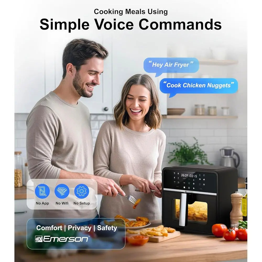 6-in-1 Voice Control Air Fryer Oven, 1000+ Commands, 100+ Foods, No App, No Setup, Nonstick Basket, 1700W