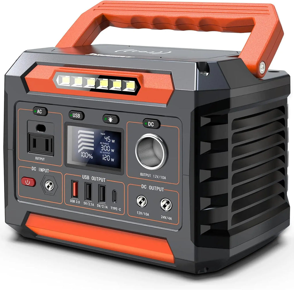 300W Portable Power Station 299Wh Solar Generator with AC Outlet Pure Sine Wave for Camping CPAP