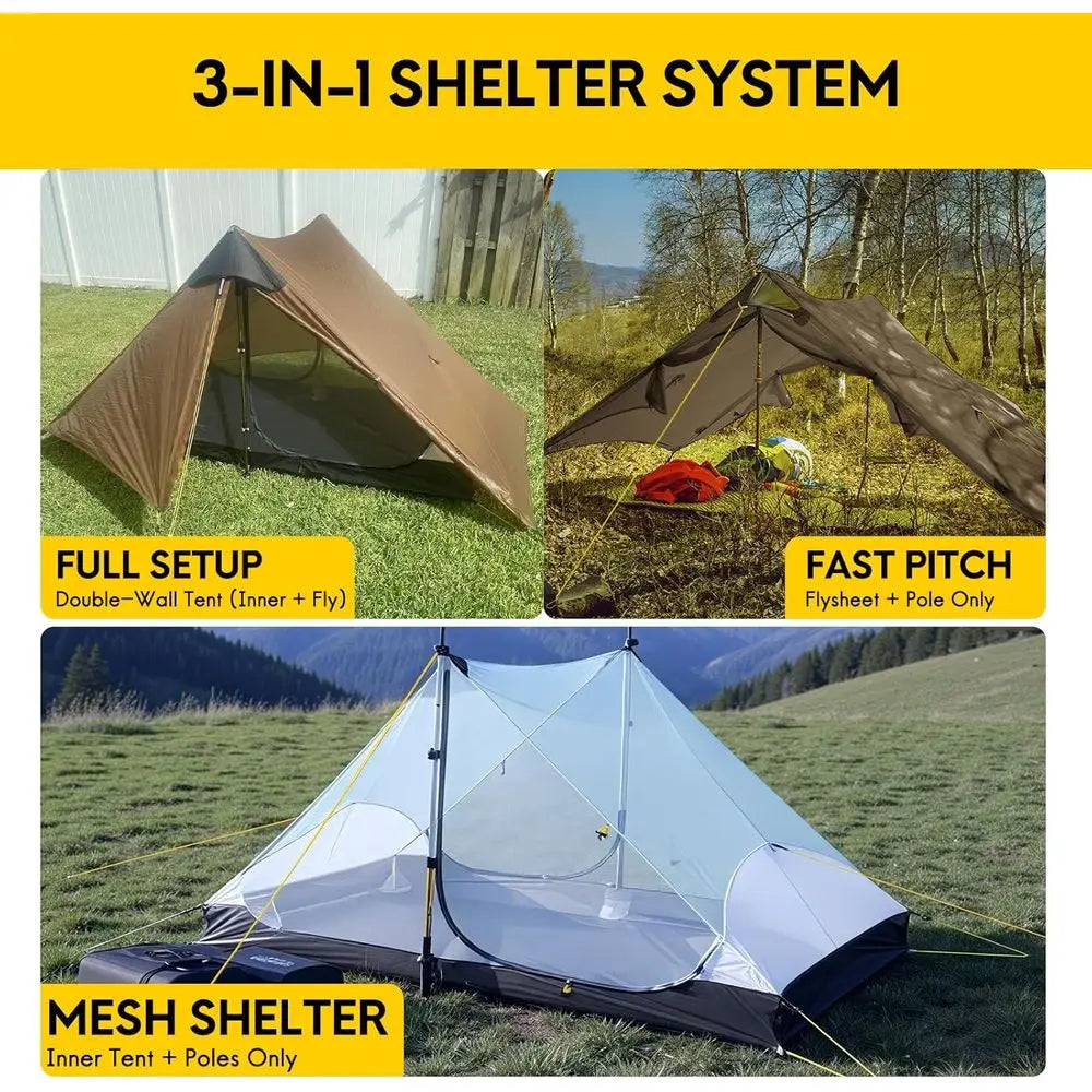 Ultralight 3-Season Backpacking Tent for 1 or 2 People: Ideal for Camping, Trekking, Kayaking, and Hiking