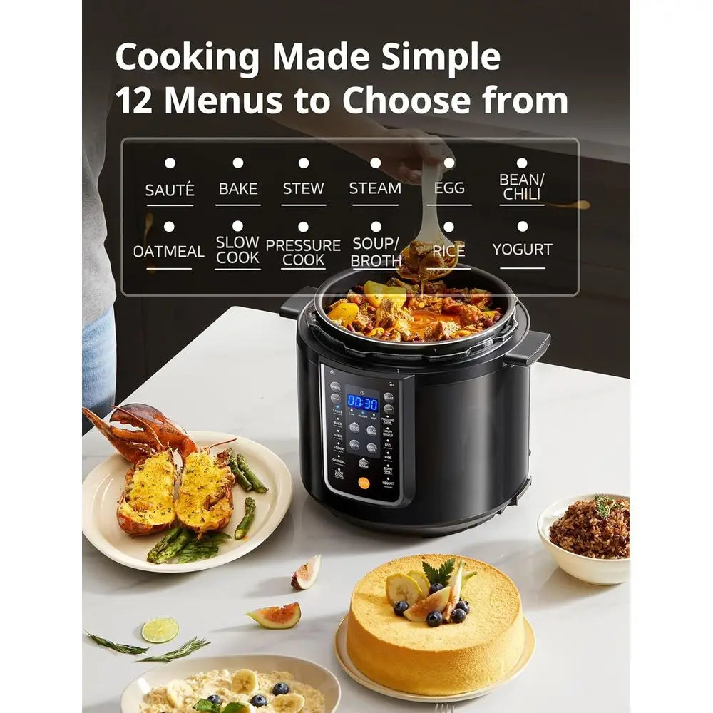 9-in-1 Electric Multi Cooker, 14 Presets, Olla de Presion, Non-Stick Pot, Yogurt Maker, Rice Cooker, Slow Cooker, Sauté, Steamer