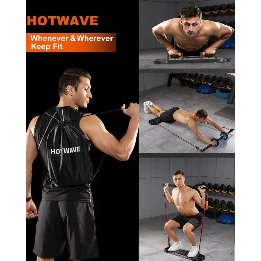 Portable Exercise Equipment with 16 Gym Accessories,20 in 1 Push Up Board Fitness,Resistance Bands with Ab Roller Wheel,at Home