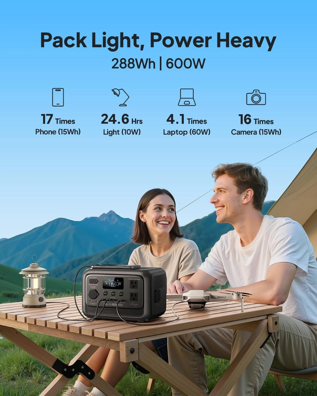 Elite 30 V2 Solar Generator with 100W Solar Panel (Ships Separately), 288Wh LiFePO4 Portable Power Station,Customized