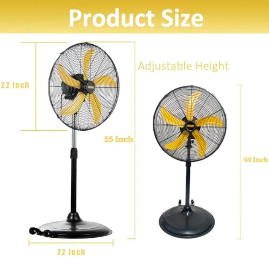 5000 CFM 20 inch High Velocity Pedestal Oscillating Fan with Powerful 1/5 Motor 9ft Power Cord Full Oscillation Durable Metal B