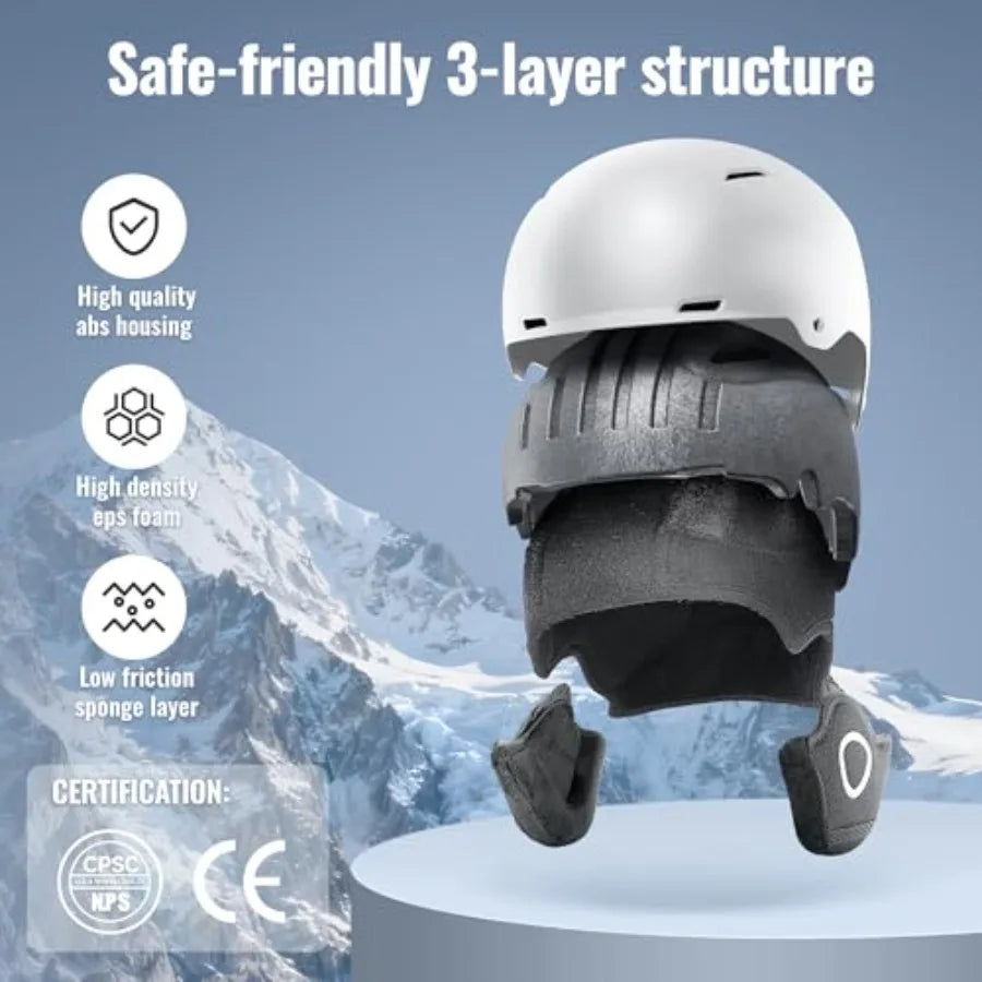 Adults Ski Helmet - ASTM Safety Certified Snowboard Helmet with Controllable Vents, Lightweight for Skiing, Skating, L 57-62 cm