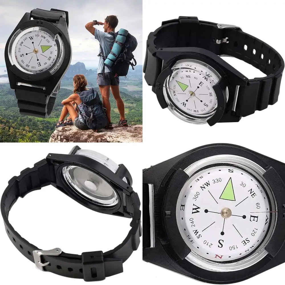 Compass Hiking, Tactical Wrist Compass Outdoor Camping Tool Tourism Equipment Fishing Accessories Black Band Compass