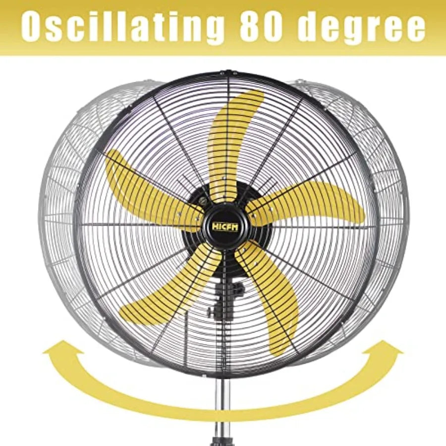 5000 CFM 20 inch High Velocity Pedestal Oscillating Fan with Powerful 1/5 Motor 9ft Power Cord Full Oscillation Durable Metal B