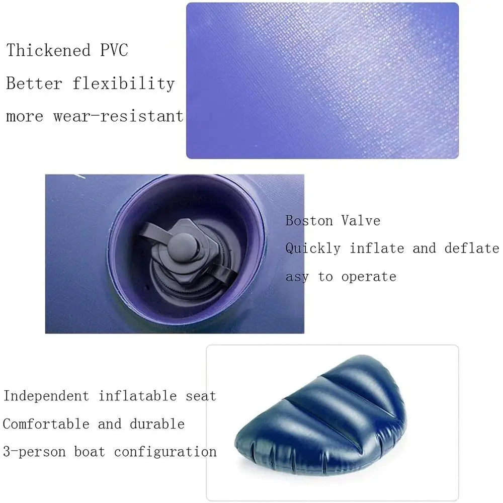 3-Person Reinforced Hovercraft-Resistant Inflatable Assault Rubber Dinghies for Boating and Fishing