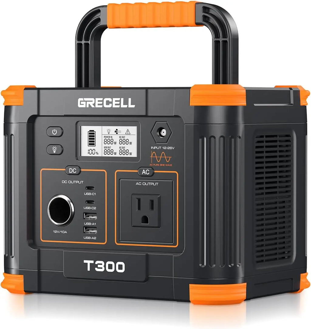 300W Portable Power Station with 230Wh Solar Generator, USB-C PD 60W & Pure Sine Wave AC for Camping Travel Home Backup