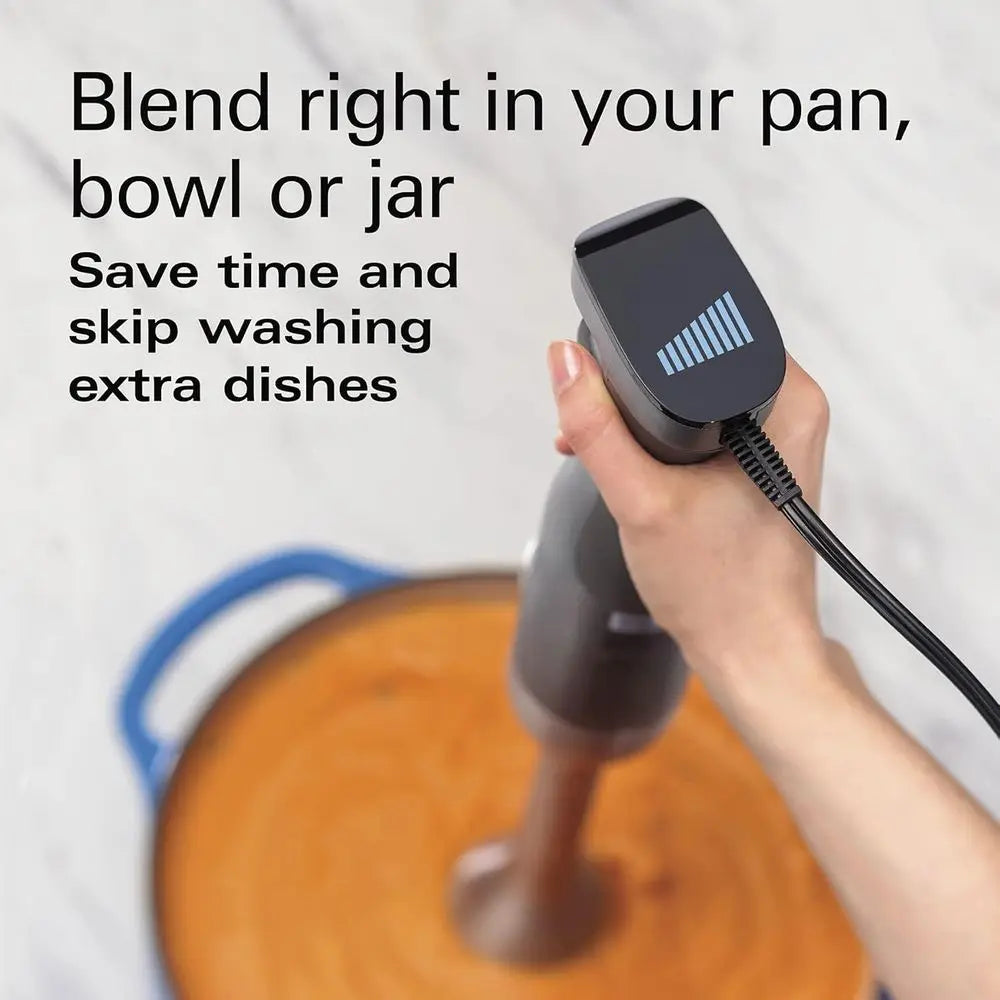 Electric Hand Immersion Blender, Variable Speed, 300 Watts, Stainless Steel Whisk and Blade, Silver