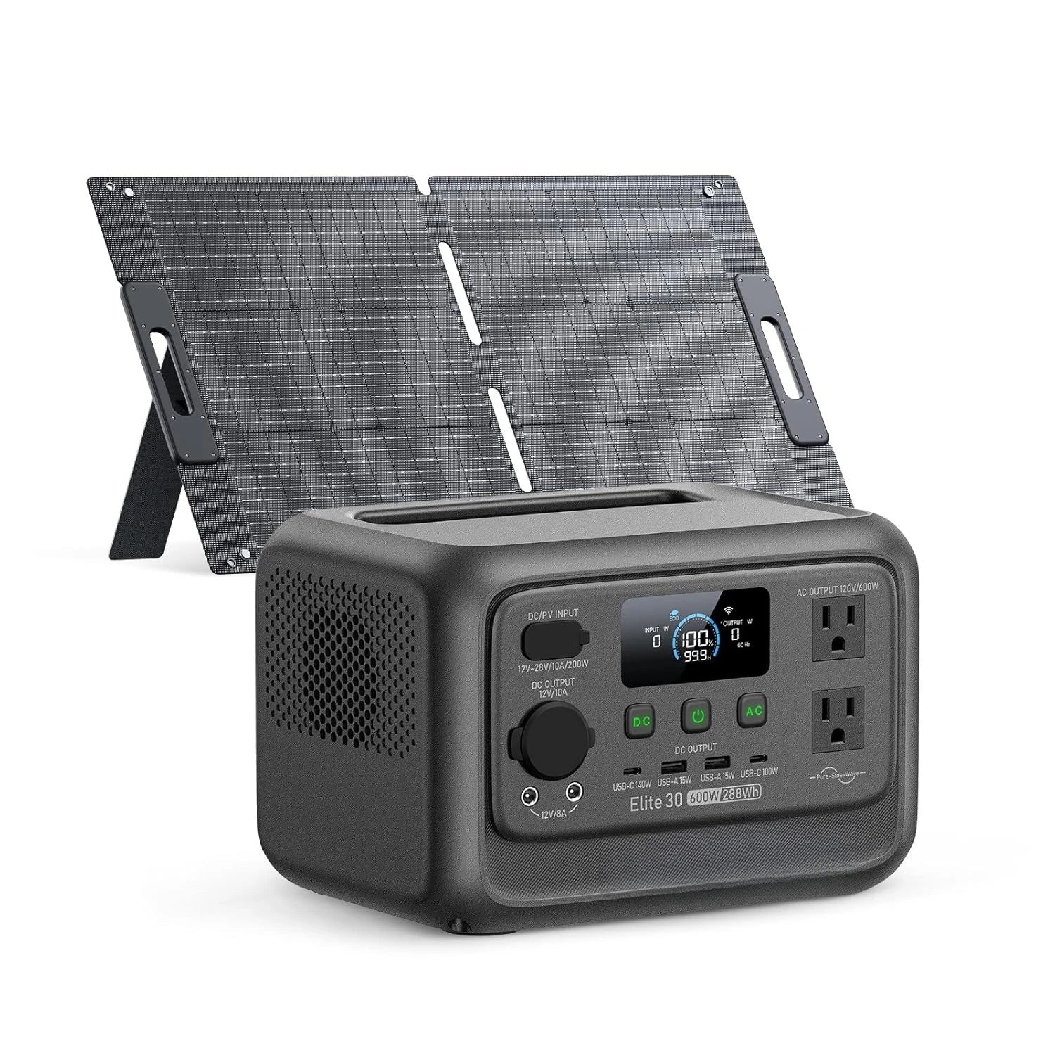 Elite 30 V2 Solar Generator with 100W Solar Panel (Ships Separately), 288Wh LiFePO4 Portable Power Station,Customized