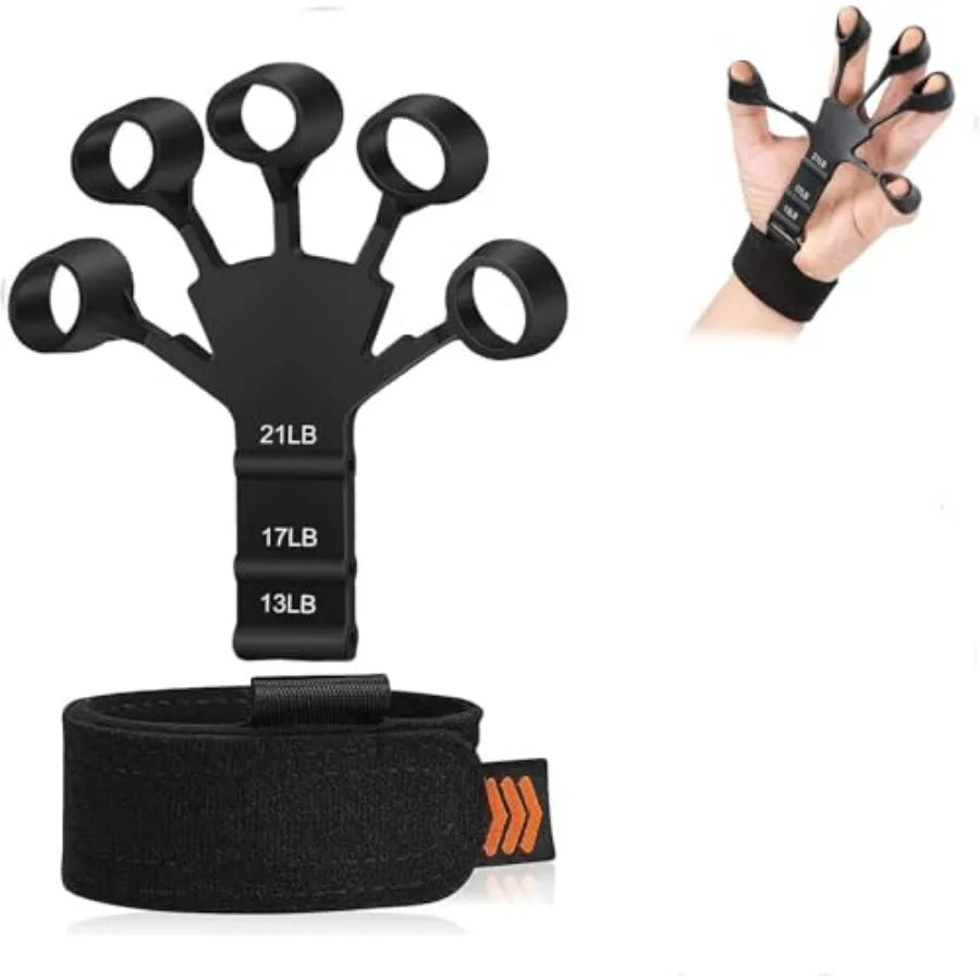 Grip Strength Trainer Finger Strengthener-Hand Strengthener 6 Resistant Level Exerciser-Adjustable Hand for Therapy, Relieve Pai