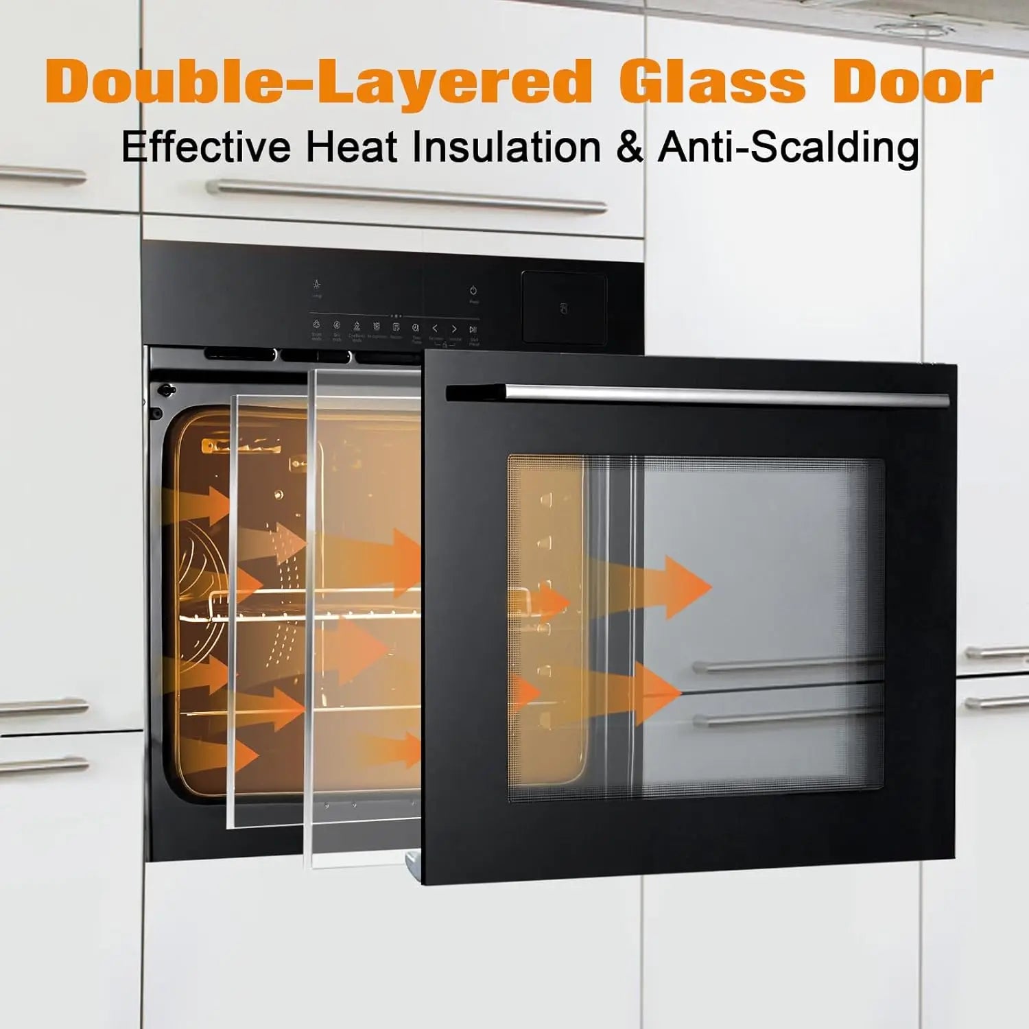 24" Electric Single Wall Oven, 8 Baking Modes, with Air Frying Function, 3000w, 3D Surround Heating with Timer, Touch Control