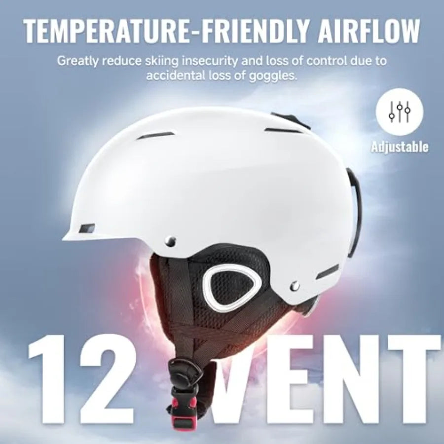 Adults Ski Helmet - ASTM Safety Certified Snowboard Helmet with Controllable Vents, Lightweight for Skiing, Skating, L 57-62 cm