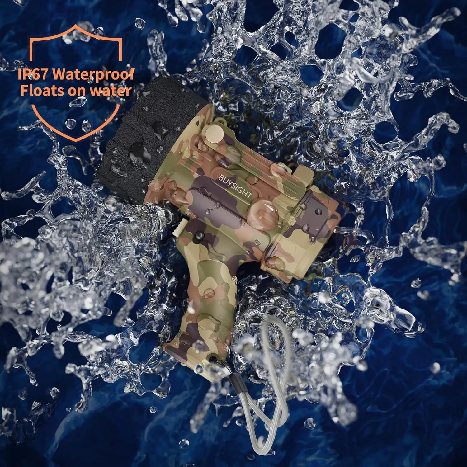 Rechargeable 1000000 Lumen Spotlight Flashlight, IP67 Waterproof COB Handheld Camping Lantern with Red Filter - Camouflage Gray