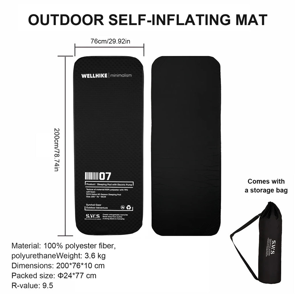 Single Inflatable Camping Mat with Pump Automatic Inflatable Mat Compact Camping Air Mattress for Backpacking Hiking Traveling