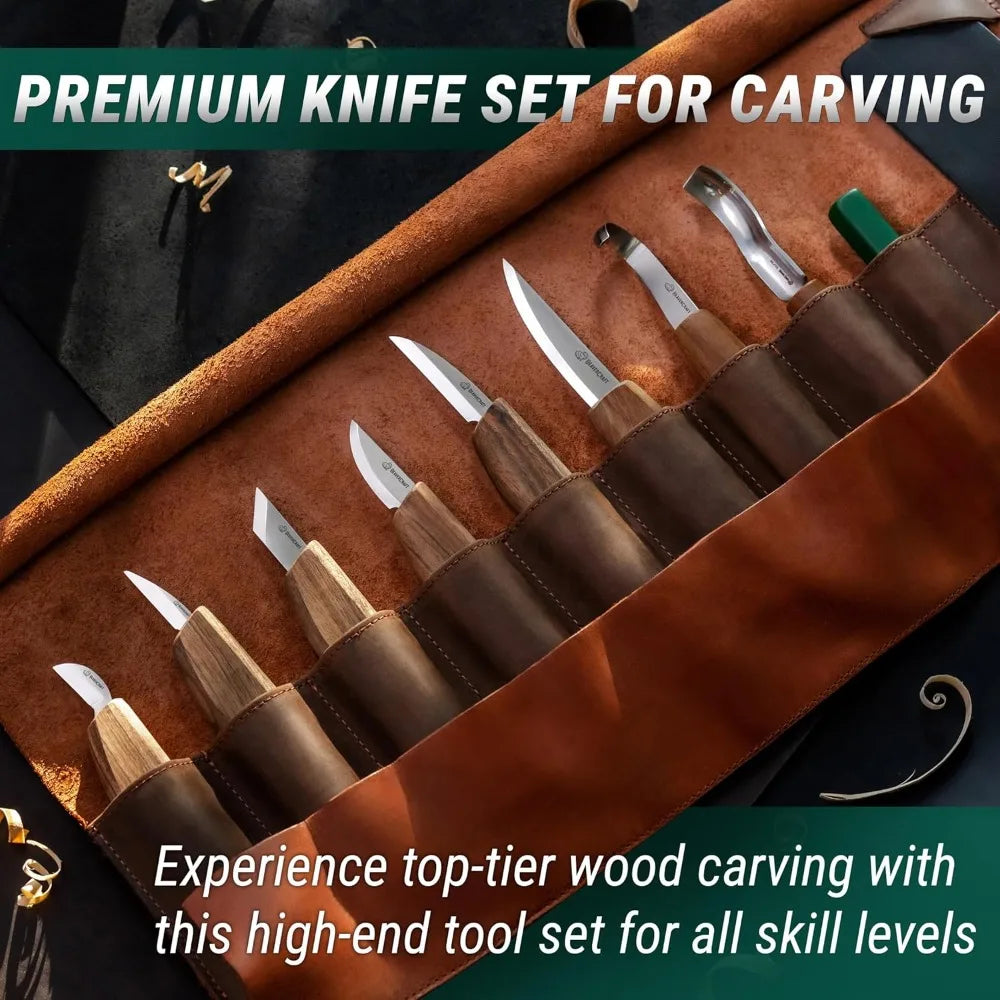 Deluxe Wood Carving Kit S18X Wood Carving Knife Set Spoon Carving Tools Set Whittling Knives Kit Woodworking Kit Wood