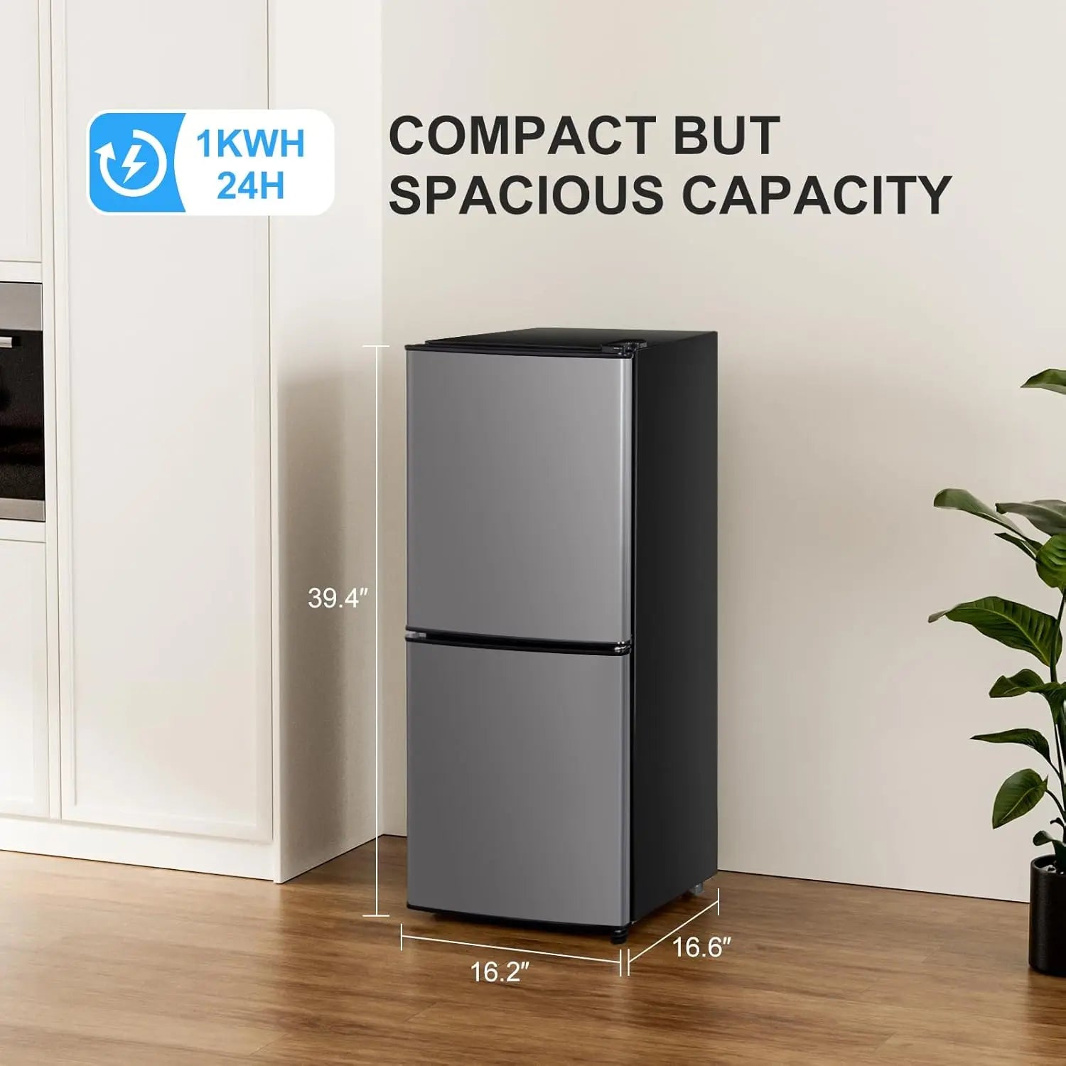 4.2 Cu Ft Mini Fridge for Bedroom, 2 Door Small Fridge, 7 Level Thermostat, LED Light, Small Refrigerator for Bedroom, Office