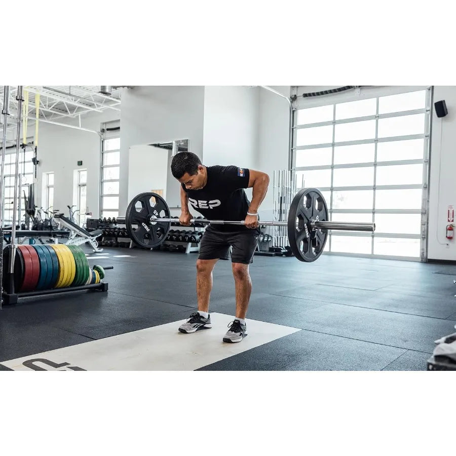 Fitness Barbells for Strength Training 15-20KG Steel Barbell with Rubber Coating in Black Red or Blue for Home Gym or Commercia