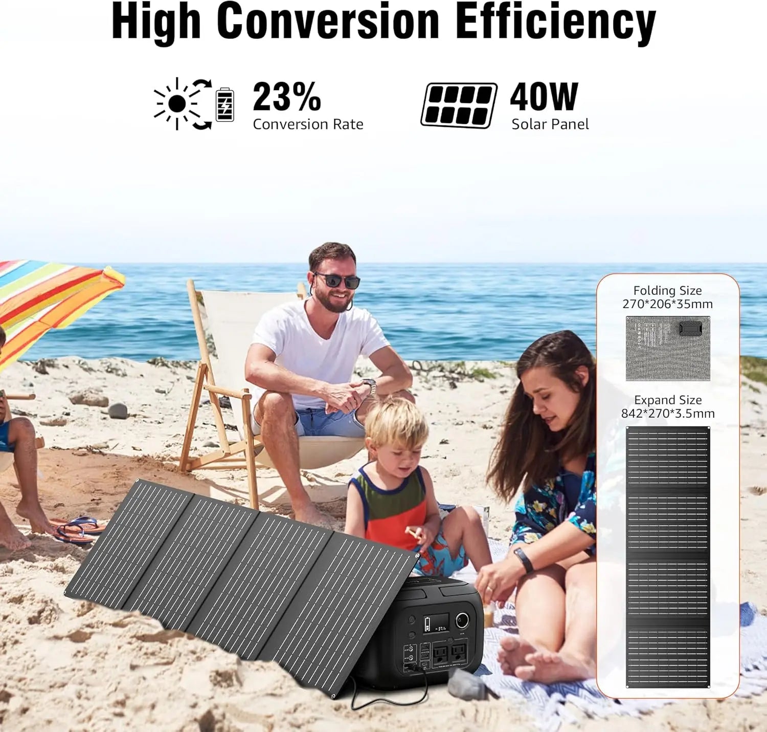300W Portable Solar Generator with 40W Panel, 260Wh Power Station for Camping, Outdoor & Home Backup