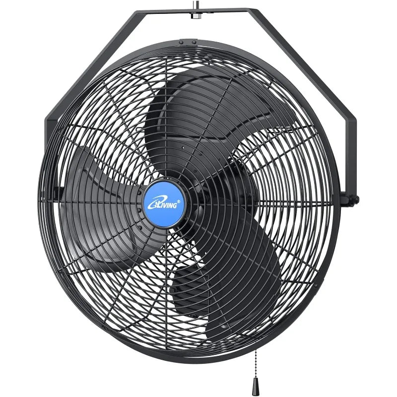 iLiving 18" Wall Mounted Fan- 6360 CFM,3-Speed,Weatherproof Outdoor Fan for Garage,Patio,Workshop,Greenhouse,Mist Kit Compatible